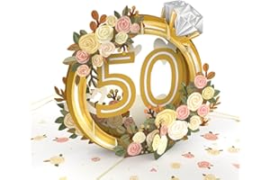 papercrush® Biglietto anniversario matrimonio pop up per nozze d'oro - Carta regalo 3D per 50 anni matrimonio, Biglietto d'auguri con busta per porta soldi per donne e uomini (genitori, nonno, nonna)