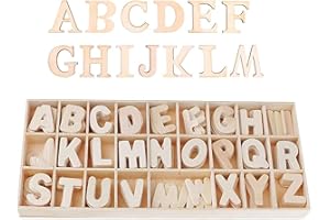 SNOWTAIN Schneespitze 130 Pièces Alphabet en Bois,Decorative Lettre Alphabet Lettre en BoisAlphabet en Bois Convient pour Les écoles, Familles, Mariages,Intérêts, Bricolage, Cadeaux