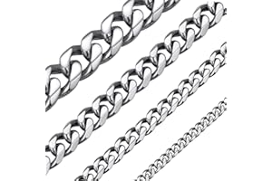 ChainsHouse Collana Uomo Acciaio Collana Argento Catena Cubana Collana Oro 18K Larghezza 3/6/9/12MM Catenina Uomo Hiphop Punk Rock Catena Spessa Chunky Catena a Maglia Regalo Ragazzo
