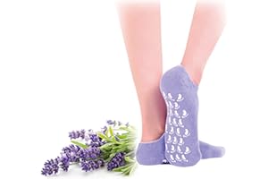 2EASY - Maschera Piedi Calze in Gel Idratante Unisex, fino a 40 utilizzi, con Vitamina E, Olio d'Oliva, Rosa e Jojoba, con antiscivolo, taglia unica, ripara e ammorbidisce la pelle (Lavanda)