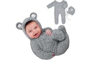 Kunyeah Body de forro polar para fotografía de bebé, con sombrero, accesorio para fotografía de recién nacido, para 0-3 meses