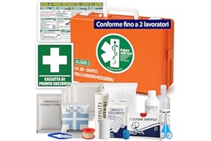ONFARMA FARMA1 Cassetta pronto soccorso COMPLETA DI CARTELLO PRIMO SOCCORSO conforme DM 388 allegato 2 per aziende fino a 2 lavoratori e mezzi aziendali