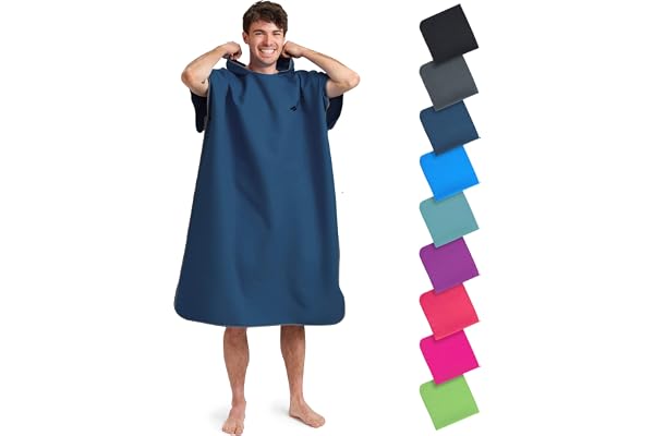 Fit-Flip Poncho de Bain – extrêmement léger et à séchage Rapide – Poncho de Surf en Microfibre pour Hommes et Femmes, Poncho de Plage, Serviette à Changement