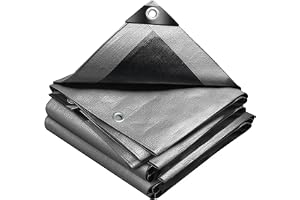 VOUNOT® Skyddspresenning av polyeten 240 g/m², ultralätt och slitstark dubbelsidig belagd vattentät presenning med aluminiumöglor vattentätt skydd för trädgård, pool 4 x 6 m