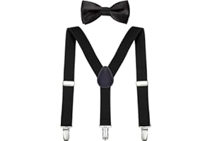 DonDon Set bretelle bambino e papillon elastici e regolabili per bambini da 1 a 8 anni