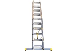 BPS ACCESS SOLUTIONS BPS Trade Master Pro 3 Section Extension Ladder | 6.26m / 20.53FT Aluminium Ladders | 150KG Load Capacity, Integral Stabiliser, Auto-Locking, Non-Slip Rubber Feet