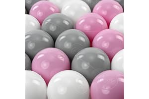 Kiddi Bee Bällebad Bälle-Set - Bunte, Sicherheitsgeprüfte Plastikbälle - Perfekt für Baby- & Kinderbällebad - BPA-Frei (Weiss/Rosa/Grau, 300)