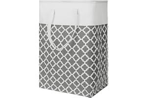 TOTANKI grand panier à linge 80L avec longues poignées renforcées, autoportant pliable, panier de rangement imperméable pour vêtements, chambre à coucher, salle de bain(gris)