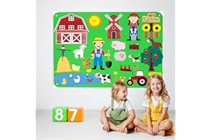 BEBEVOGUE Montessori - Kit de Jeu en Feutre Spatial - Jouet éducatif pour Enfants - Système Solaire avec 60 éléments - Cadeau pour 3 à 8 Ans (Ferme)
