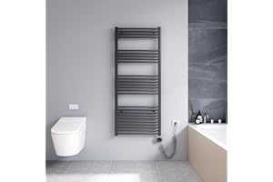 Meykoers Handtuchheizkörper Elektrisch 1400 x 600mm Badheizkörper Elektrisch mit Thermostat Badezimmer Handtuch Heizkörper Bad Elektroheizung Handtuchwärmer Anthrazit 661 Watt