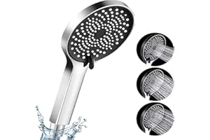 SUPER MUNDO SM Super Mundo - Alcachofa de Ducha Alta Presión (Φ110 mm) 3 modos, Alcachofa de ducha alta presión, Cabezal de ducha de ahorro de agua (Negro, 93850)