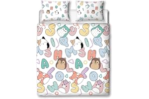 Squishmallows Official Double Kids Duvet Cover Set | Chill Design Reversible 2 Sided Bedding Including Matching Pillow Cases | Character World Brands Childs Double Bed Set