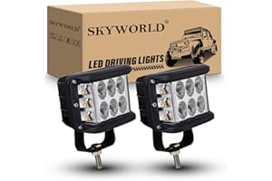SKYWORLD 2 Pcs Faros trabajo led, 4 pulgadas 10 cm 60W Spot luz estroboscópica focos led 12V 24V para 4x4 coche off road camión tractor barco emergencia, amarillo blanco lámpara de conducción