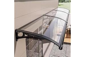 OCAZI auvent de terrasse，Auvent de Porte et fenêtres,auvent Porte d'entree，Marquise en Polycarbonate Résistante, Contre La Pluie et UV,Porte Toit Marquise Abri Protection - Transparent - 100x250cm/39 x98