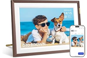 ARZOPA D10 Digitaler Bilderrahmen WLAN 10,1" Kostenlos Unbegrenzter Cloud-Speicher HD-Touchscreen KEIN Abonnement Unbegrenzt Fotos Videos Teilen Bester Elektronischer Bilderrahmen zum Verschenken-D10