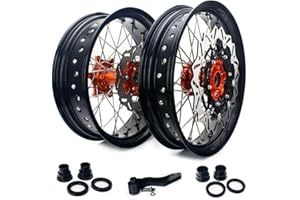 TARAZON Supermoto Vorderradfelge 17 "X 3,5" + Hinterradfelge 17" x 5,0" mit vorne hinten Bremsscheiben + Bremssatteladapter für 125-525 SX MXC SXS EXC XC