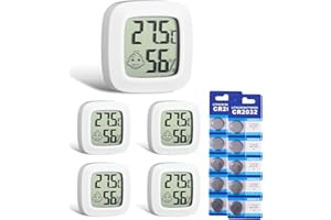NEFLSI 5 Piezas Higrometro Termometro Digital Casa,Termómetro Higrómetro Portátil para Medición de Temperatura para el Hogar Oficina Sala de Bebés,termometro pared interior