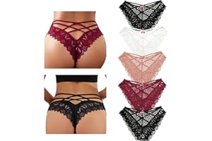 Lishang 5er Stringi Damskie Pack Majtki Koronki Kobiety Seksowne Bielizna Majtki Spodnie Przezroczyste Elastyczny Niski Stan Bielizna Damska Stringi Koronkowe