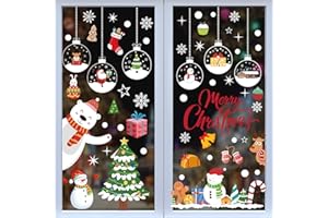 RHHGOPM Weihnachten Fensteraufkleber,Selbstklebend Weihnachtsfensterbilder Doppelseitig Fensterbild Weihnachten Wiederverwendbar, Weihnachten Große Glasaufkleber für Glasfenstertür Dekor, Schaufenster(C)