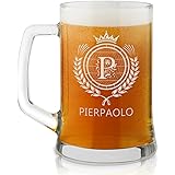 Maverton Boccale per la Birra in vetro con personalizzazione - capienza 500 ml idea regalo per il compleanno - H12 cm x Ø8,5 
