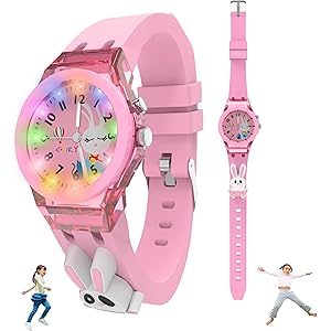 SPIKY Analog Watch for Kids | 3D Cartoon | 7 Multicolor LED Luminous Lights with Silicone Strap | Unisex Best Birthday Gift | Analogue Wrist Watches for Boys & Girls | Age 3-10 yrs
