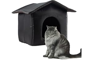 Clomuzi Outdoor Cat Shelter - Waterproof Dog Houses, Warm Winter Pet House, Easy Assemble Oxford Cat Kennel
