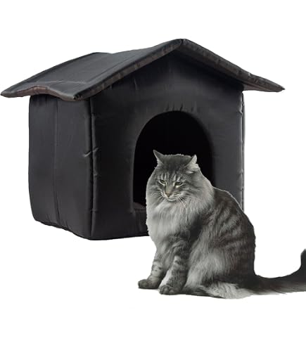 Outdoor Cat Shelter For Winter - Thickened, Waterproof, Foldable House For Stray & Feral Cats, Grey, X-Large