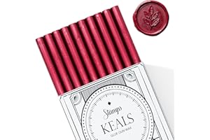 KELZIA KEALS Pack de 10 Barras de Cera para Sellos de Lacre | Para sellar con Pistola de Pegamento | Cera Vintage para Invitaciones de Boda, Tarjetas, Cartas y Envoltorios | Color Rojo Borgoña