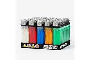 ‎OKAEI OKAEI Einwegfeuerzeuge – Gasfeuerzeug – 50 Stück Set – Feuerzeug mit Reibrad – Mehrfarbig – Praktisches Display für Zuhause, Outdoor und Camping