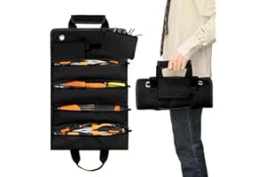 Cleminsta Sac à Outils, Sac de Rangement pour Outils Sac à Outils Enroulable Organisateur de Sac à Outils, Pochette à Outils Multi-Poches pour Charpentiers Plombiers Électriciens et Mécaniciens (Noir)