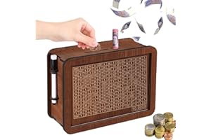 VECORA Wooden Money Boxes, Piggy Bank for Adults, Cash Vault Money Bank Box, Reusable Savings Challenge Boxes for Families, Children and Adults 10000