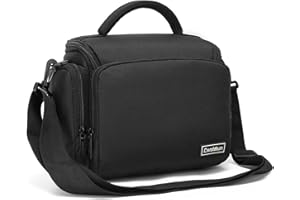 Cwatcun Sling Camera Bag, Compact Crossbody Case - Water Resistant, Compatible with Canon, Nikon, Sony SLR/DSLR/Mirrorless Cameras and Lenses - Black Large