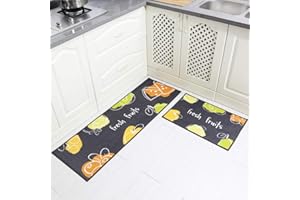 Carvapet 2 Piece Non-Slip Kitchen Mat Machine Washable Printed Floor Mat Kitchen Floor Mat (Green)