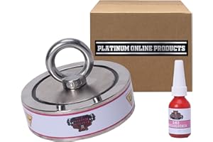 2000LBs Pulling Force, Fishing Magnet with Threadlocker – Double Sided Fishing Magnet, for Magnet Fishing – Strong Neodymium Magnet – 3.70” Diameter by Platinum Online Products