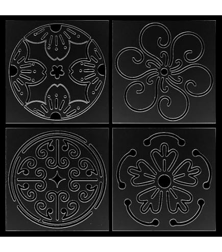 12 Pochoirs Broderie Sashiko 14x14cm - Motifs Géométriques - Pour Couture Et Matelassage