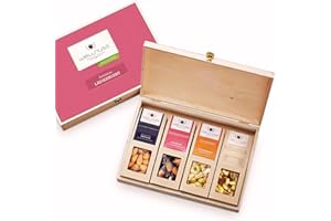 ‎WELLNUSS WELLNUSS Geschenkset für Frauen "Ladiesnight“ mit edlen Nussmischungen | 4 Premium Snacks in der Birkenholzbox (4 x 60-70 g) I Vegan I Geschenk für Frau, Freundin, Mama I Zum Geburtstag, Muttertag