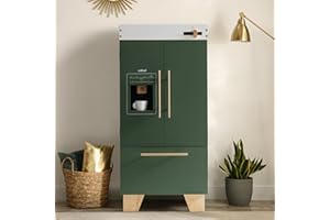 ROBUD Réfrigérateur en Bois pour Enfants - Accessoires de Cuisine Avec Distributeur Automatique de Boissons - Jeu de Réfrigérateur