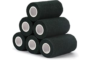SAGAFLY Haftbandage Verband Selbstklebender 10cm x 4,5m, 6 Rollen Fixierbinde Selbsthaftend Kohäsive Bandage für Erste Hilfe Dog Tierarztwickelband Sport Elastische Binde für Handgelenk, Füße (Dunkelgrün)