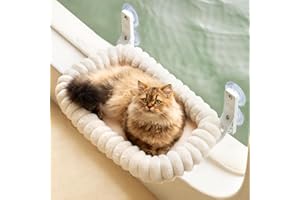 EDAGNY Elegant Hamac pour Chat Pliable - Hamac Chat Fenetre avec réversible et Lavable lit pour, lit de fenêtre Supporte jusqu'à 18kg (Blanc, M)