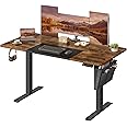 VASAGLE Electric Standing Desk, Height Adjustable Desk, 60 x 140 x (72-120) cm, 4 Memory Heights, Storage Pocket, for Home Office, Study, Rustic Brown and Matte Black LSD016X11V1