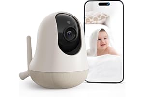 nooie 2K Baby Monitor Video e Audio, 5GHz Telecamera Bambini, Visione notturna, Audio Bidirezionale, Riconoscimento dei Pianti/Suoni e Temperatura, Tracciamento AI del Movimento, Funziona con Alexa