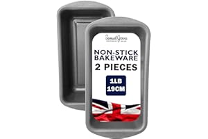 Samuel Groves 1lb Loaf Tins Non Stick Coated Bread Baking Mould Pan Set, Bread Tin, Bread Pans for Baking, Loaf Cake Tin, PFOA Free UK Made, Bread Tins, Loaf Tins (1LB Pack of 2)