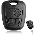 1 Pcs 2 Button Car Key Fob Cover Replacement, Car Remote Control Key Case Shell Compatible with Peugeot 107 207 307 407 Citroen C1 C2 C3 C4 C5 Xsara Picasso Berlingo, Key Case No Blade