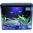 Fish Aquarium,Fish Tank 1.3 Gallon Small Aquarium Clear Aquarium Tank with 3 Layer Filter ＆ LED Light, Self Cleaning Desktop Fish Tank Home Decor for Betta Fish, Shrimp, Goldfish, Black