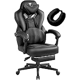 Vigosit Sedia da gaming professionale con poggiapiedi, in rete PC con funzione di massaggio, ergonomica, per computer, capaci