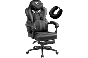 Vigosit Gaming Stuhl PRO- Gamer Stuhl mit Fußstütze, Mesh PC Bürostuhl mit massagefunktion, Ergonomische Reclining Gamer Computer Stuhl 150 kg belastbarkeit, Groß und hoch Büro Gaming Sessel (Schwarz)
