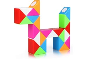 Coolzon Magic Snake Cube, 24 Parts 3D Puzzle Toy Magic Ruler Twist Puzzle Toy for For Kids & Adults, Multicolored