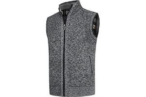 YOUTHUP Men's Knitted Gilet Full Zip Fleece Lining Cardigan Winter Thick Quilted Body Warmer