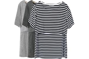 Smallshow Women's Nursing Tops Short Sleeve Layered Design Breastfeeding Shirts