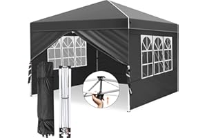Zarfmiya Pavillon 2.5x2.5 Faltpavillon | Robust & Wasserdicht | UV-Schutz 50+ | Mit schnellem Pop-up-Klicksystem | Verdickte Metallbeine 0,6 mm|Vielseitiges Outdoor Partyzelt inkl. Rolltasche-Schwarz